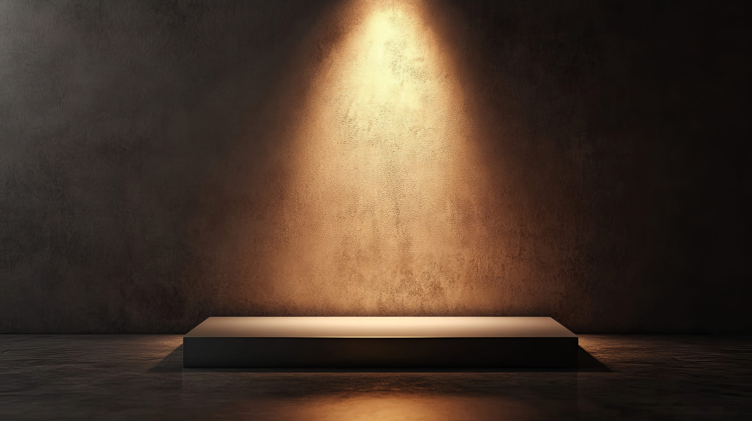 Spot led lamp light on shelf. Vector realistic illustration of product presentation showroom, museum exhibition, shop window, empty platform for advertising, modern fashion gallery wall template